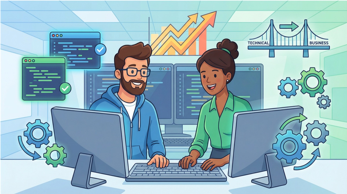 Desarrolladores practicando pair programming, TDD e integración continua en un ambiente colaborativo