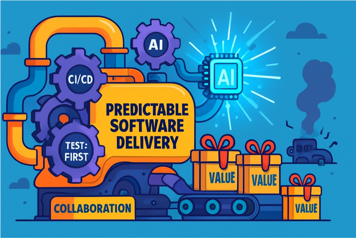 Der Motor für vorhersagbare Software-Auslieferung — Kernpraktiken der Software-Entwicklung verstärkt durch KI