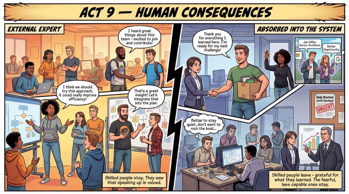 Act 9: Human Consequences — People stay or leave