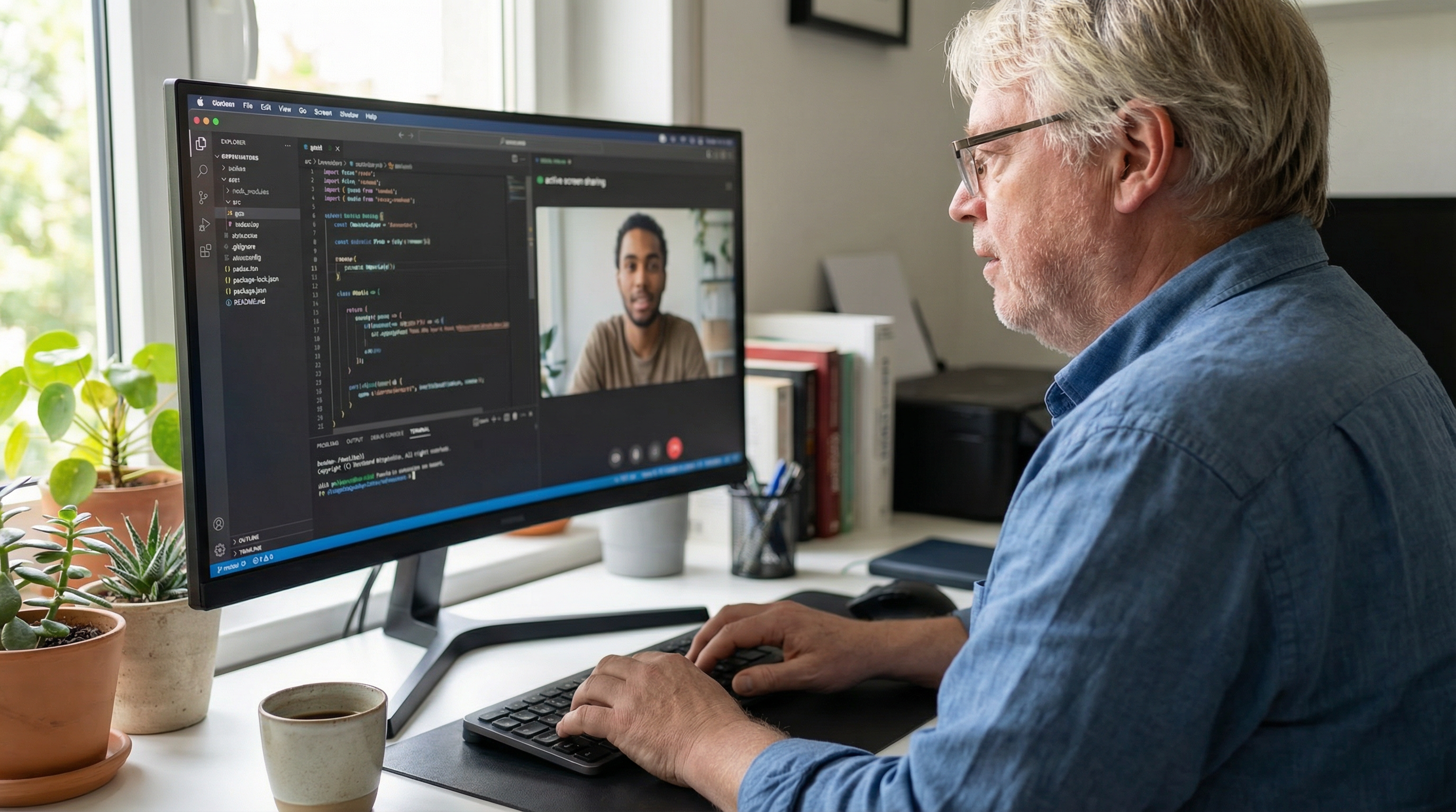 Remote pair programming via screen share