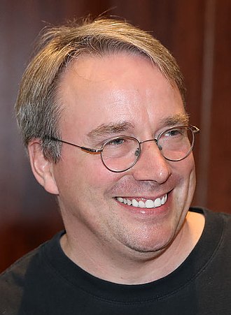 Linus Torvalds speaking on stage