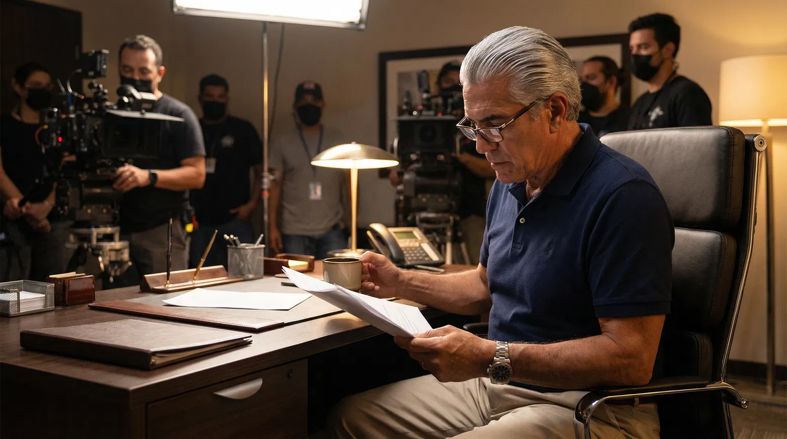 Don Rodrigo reviewing script