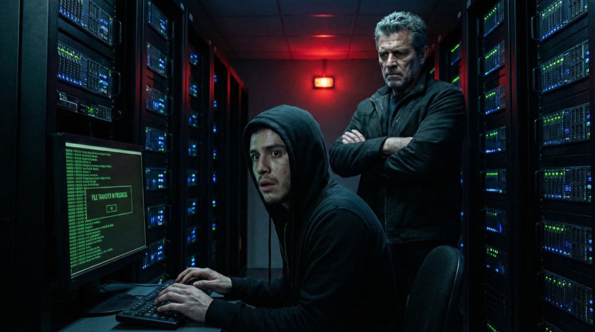 Mando erwischt Sebastián im Serverraum