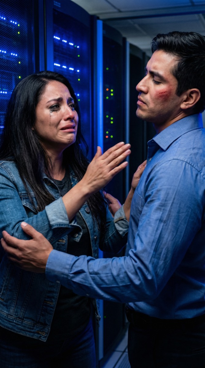 Mari schlägt Sebastián; er zuckt nicht zusammen