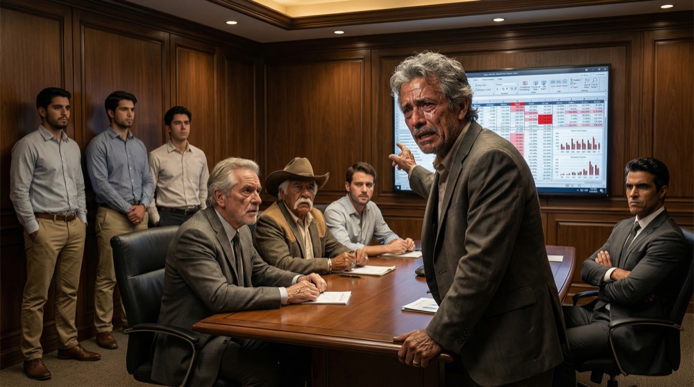 Rafa stands at the board table, pointing to his analysis, tears glistening in his eyes as he finally speaks after months of silence