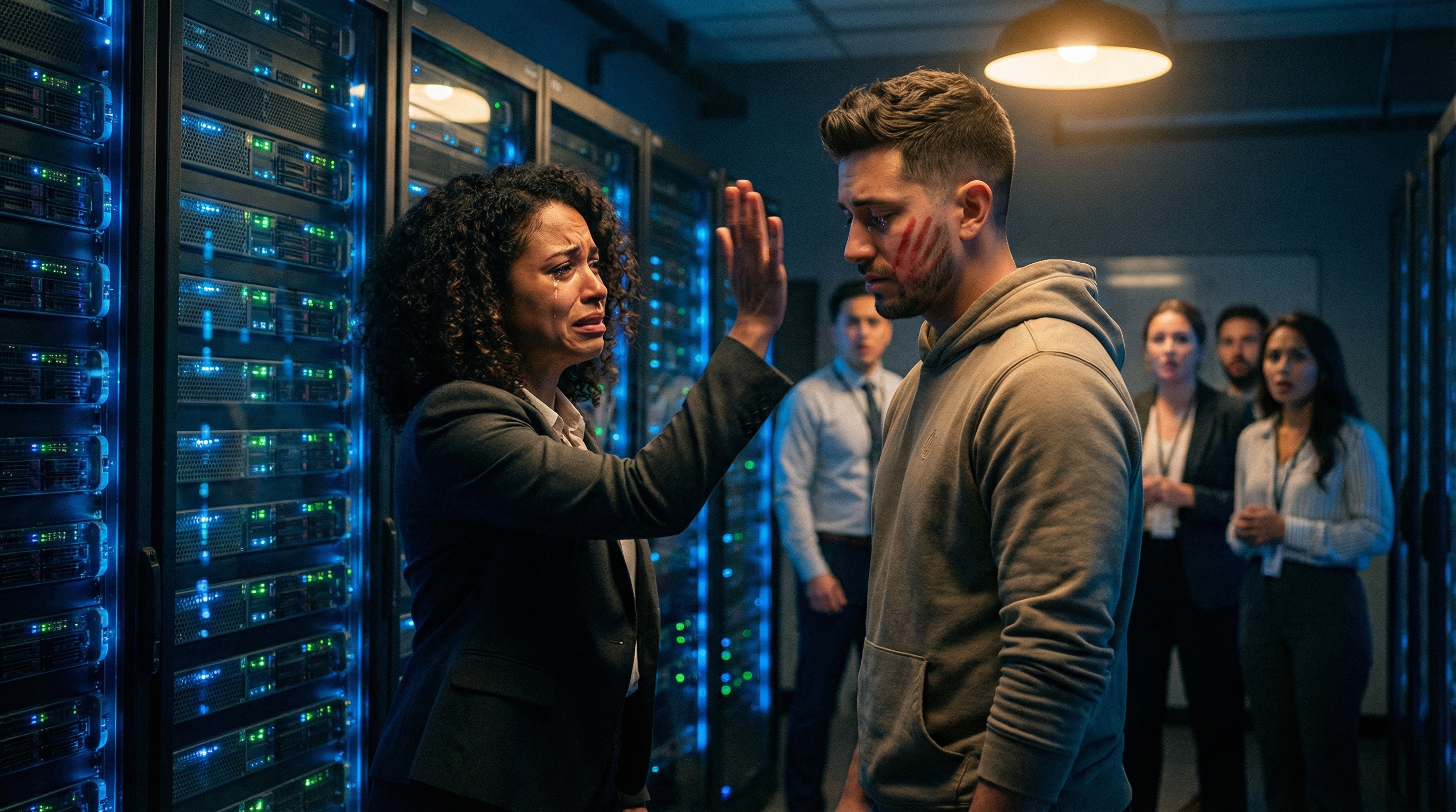 Mari slaps Sebastián; he doesn't flinch