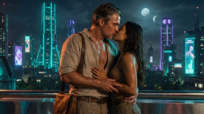 Lúcio en la azotea de noche