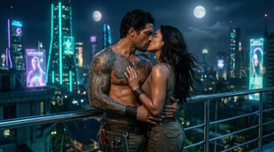 Mael en la azotea de noche