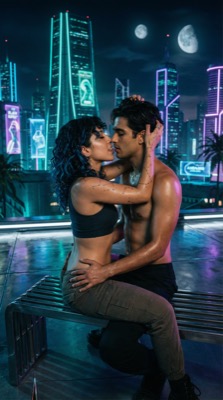 Solana en la azotea de noche