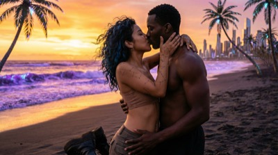 Solana al atardecer en la playa