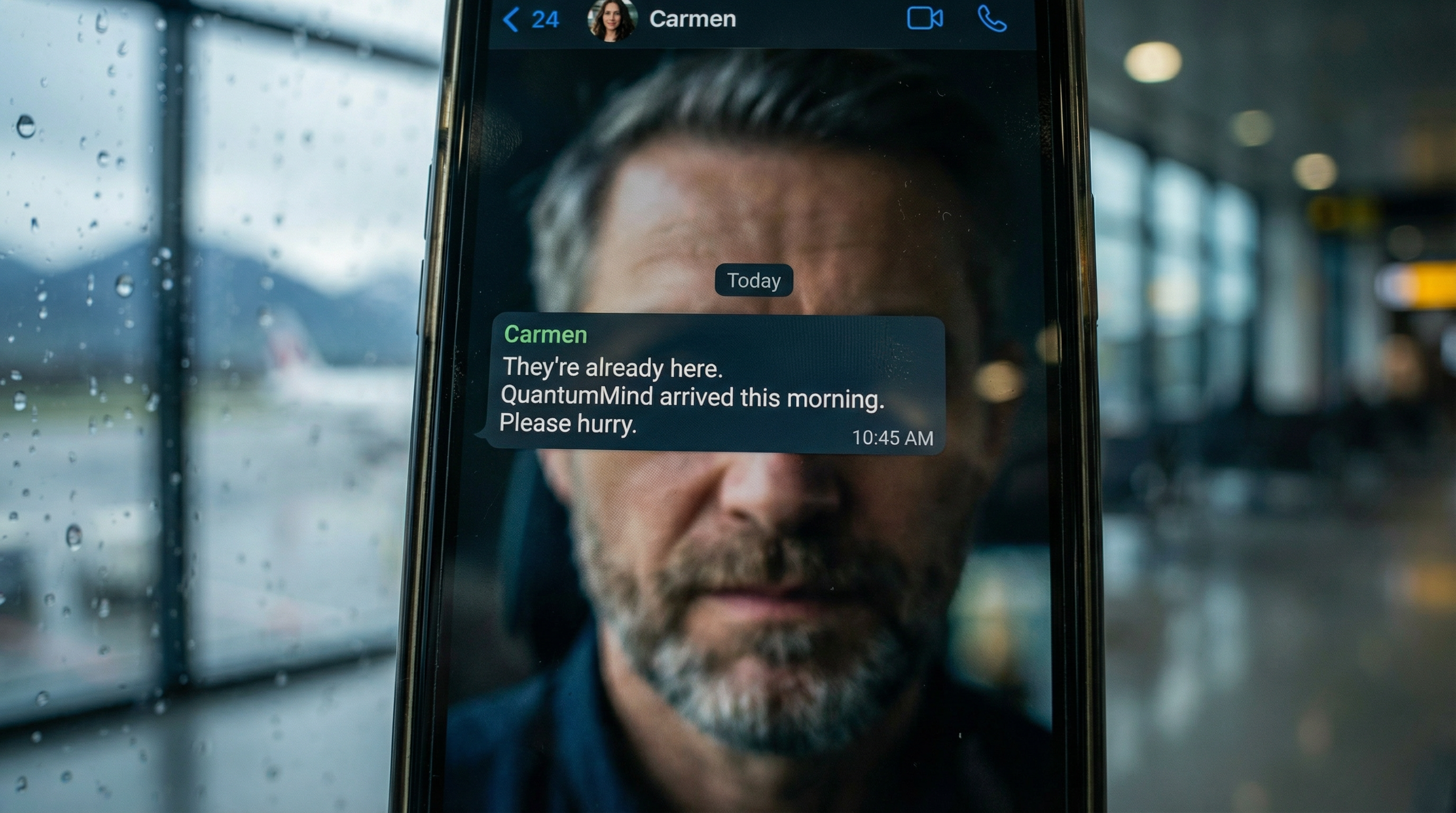 Stefan Richter sits in his Berlin apartment at night, phone to his ear, surrounded by books and conference badges, the desk lamp casting warm light on the weight of his decision.