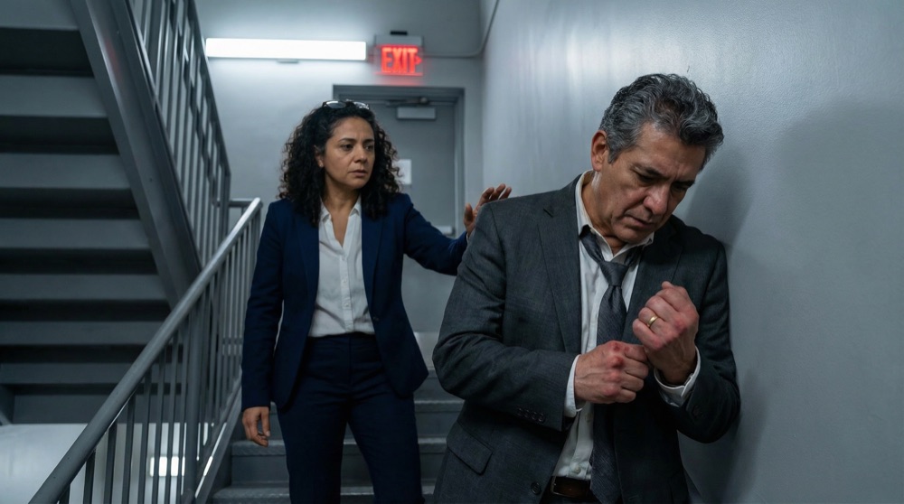 Aurelio's fist connecting with the concrete wall, pain and rage in his expression, the impact of fifteen years of work being dismissed in a single afternoon.