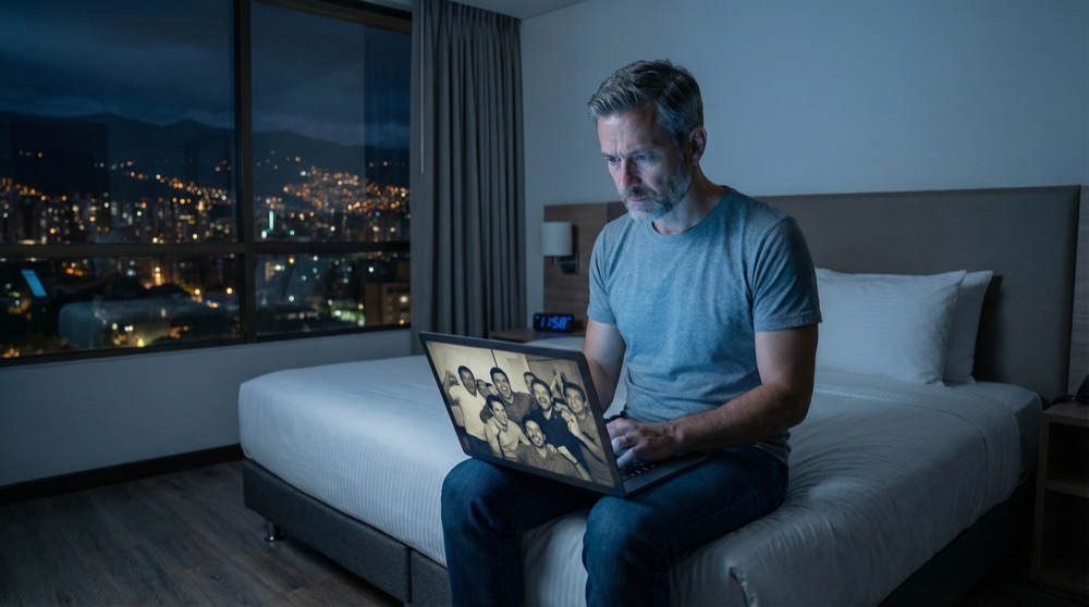 Stefan in his hotel room, haunted by the São Paulo team he couldn't save.