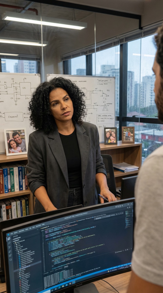 Adriana Costa looks up from her monitor, assessing Stefan with the wary intelligence of someone who has seen too many consultants promise too much.