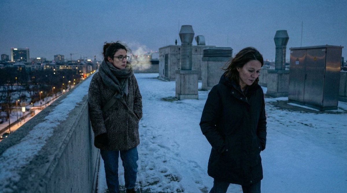 Katja y Mariana en la terraza de la azotea
