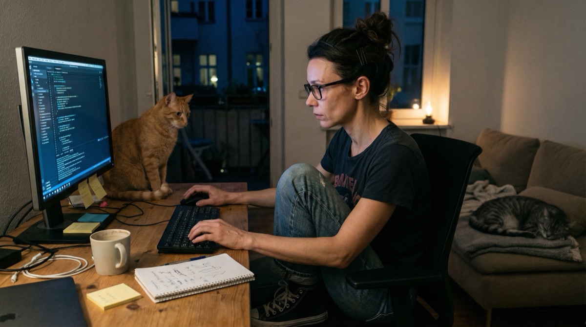 Katja searching late at night