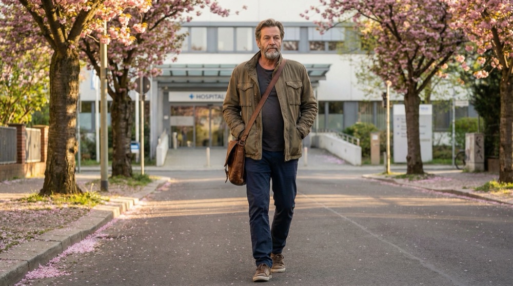 Stefan läuft im warmen Spätnachmittagslicht durch Schöneberg